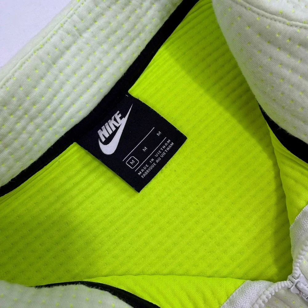 Nike‎ Womens Cropped Quarter Zip Pullover Waffle Knit Lime Green Neon Size M